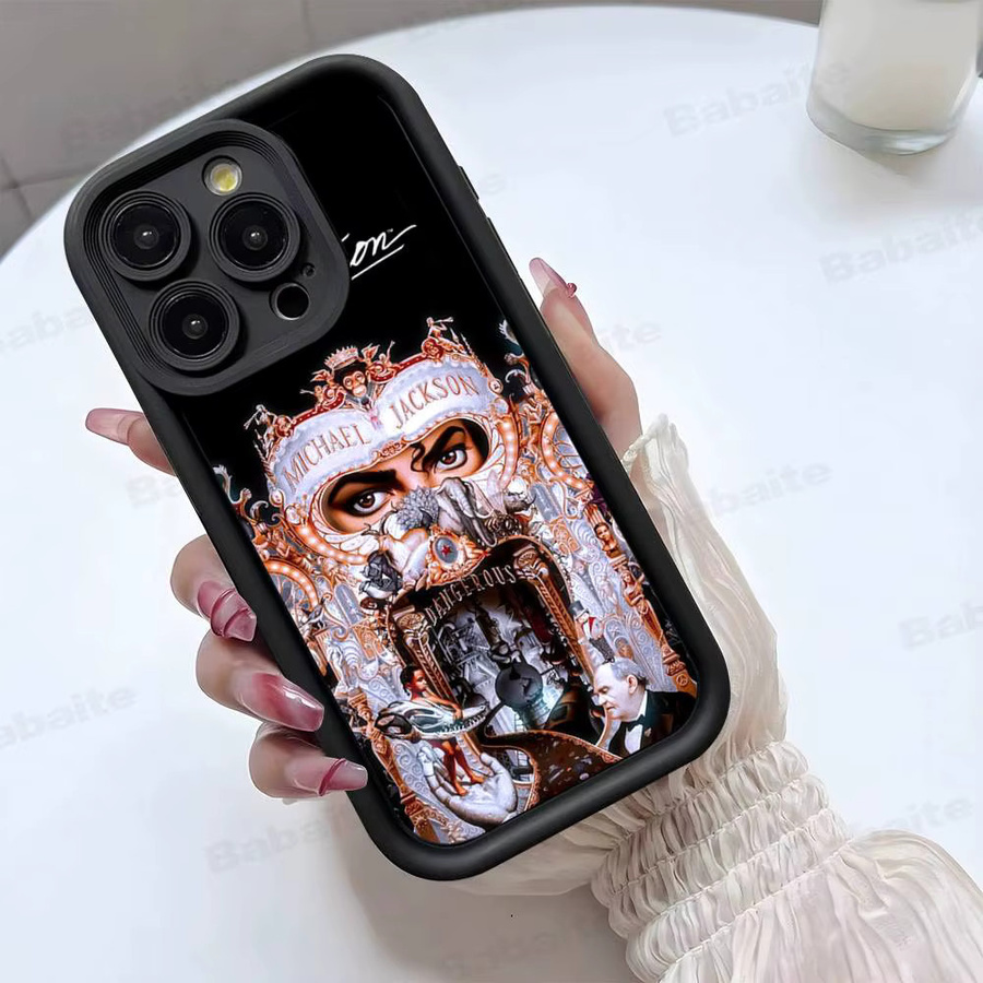 Singer M-Michael J-Jackson Handyhülle für iPhone 17 16 15 14 13 12 11 Pro Max Plus in Schwarz mit vollständiger TPU-Abdeckung - Bild 3