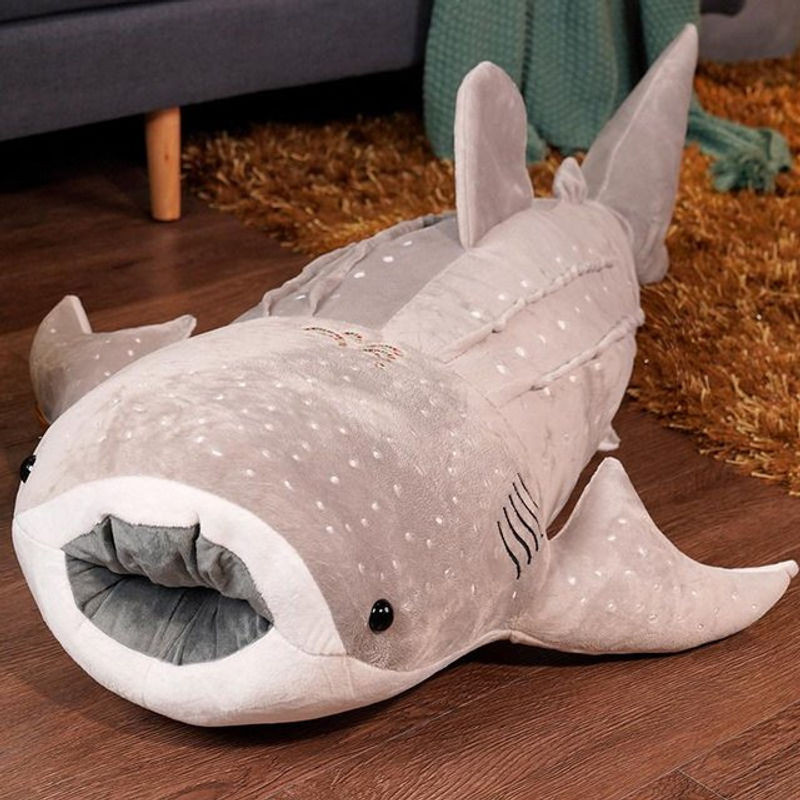 Kidsly Hai Kuscheltier in Grau als großes Stofftier und langes Kissen für Kinder, Länge: 120 cm - Bild 1