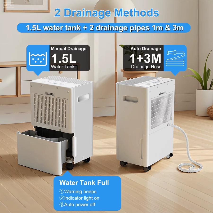 Loefme Elektrischer Luftentfeuchter in Weiß mit 8 l/Tag Entfeuchtungsleistung und 1,5 l Wassertank sowie Continuous Drain Funktion - Bild 4