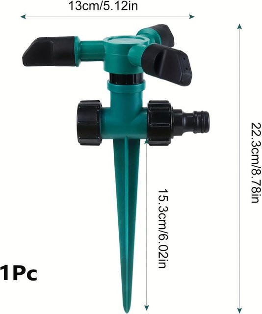 4er Set YTO Home 1 Automatischer 360 Grad Rotierender Gartensprenger mit Drei-Zinken-Sprühkopf für den Rasen und Hof - Bild 1