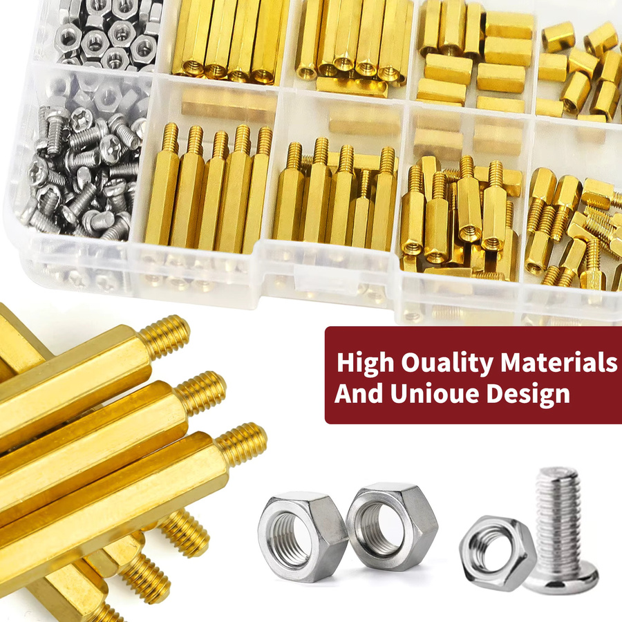 176-teiliges M3 Motherboard Abstandshalter Set aus Messing mit Schrauben und Muttern für DIY Computer Builds, Goldfarben - Bild 4