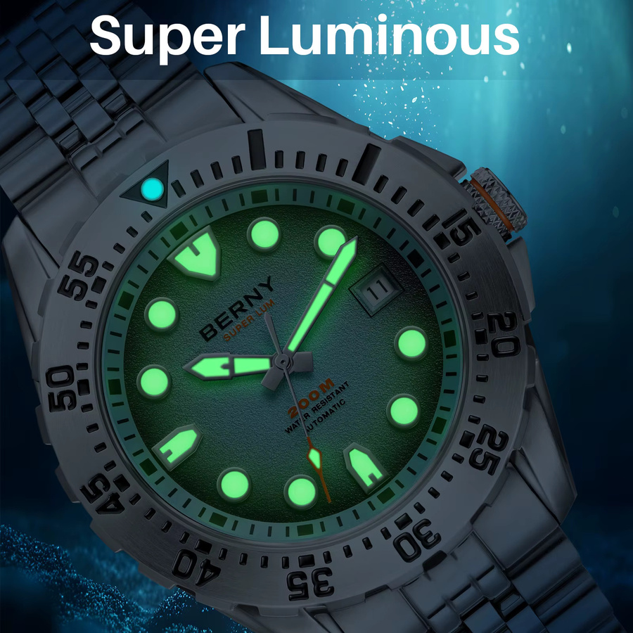 BERNY Taucheruhr, Automatik, Edelstahl, Saphirglas, 20 ATM, Herren - Bild 3