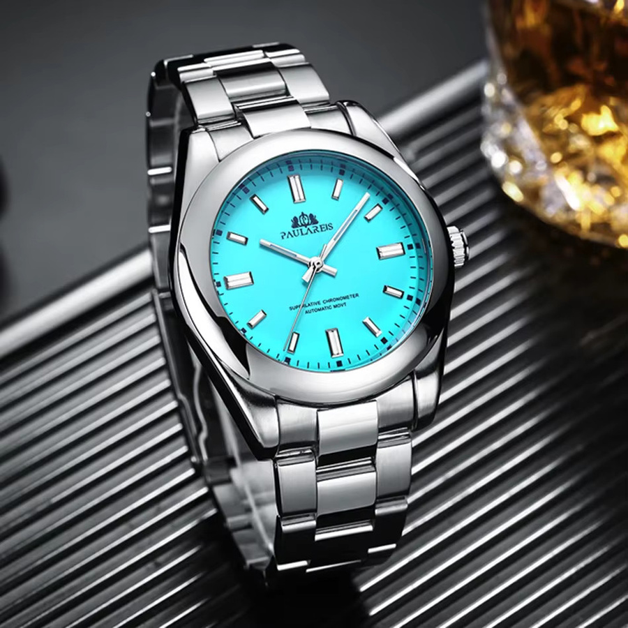 PAULAREIS P Armbanduhr Automatik, Edelstahl, Blau, 41 mm, Herren - Bild 3