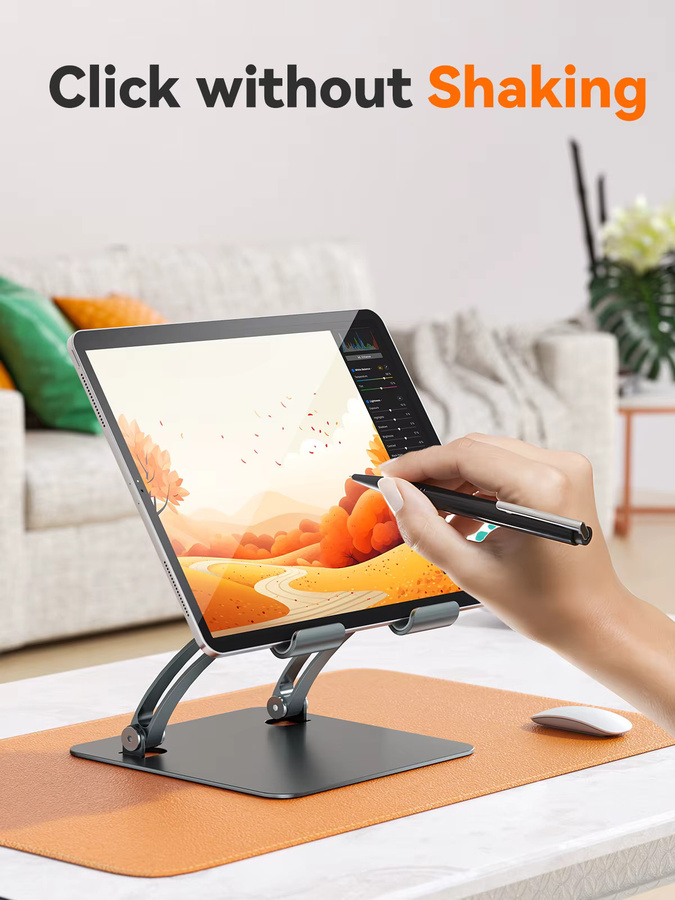 Verstellbarer Tablet-Halter-Ständer aus Aluminium in Silber, kompatibel mit 4,7–16,5 Zoll iPads und tragbaren Monitoren - Bild 3