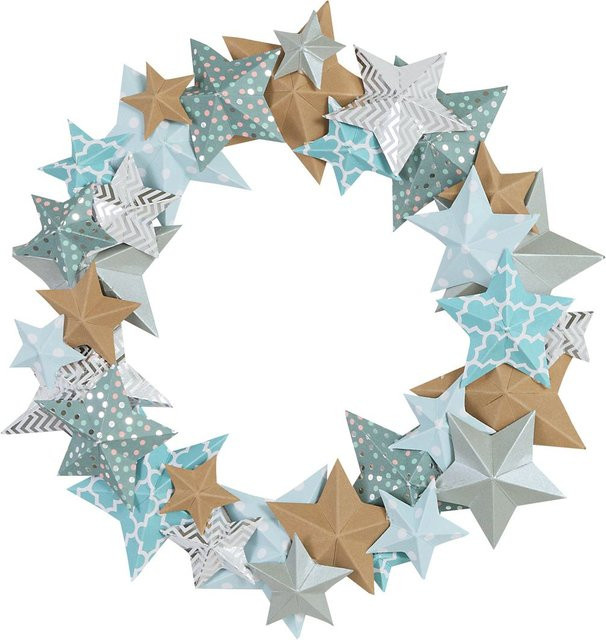 Sternenkranz-Bastelset Natural aus Papier und Pappe für die Weihnachts- und Winterzeit - Bild 1