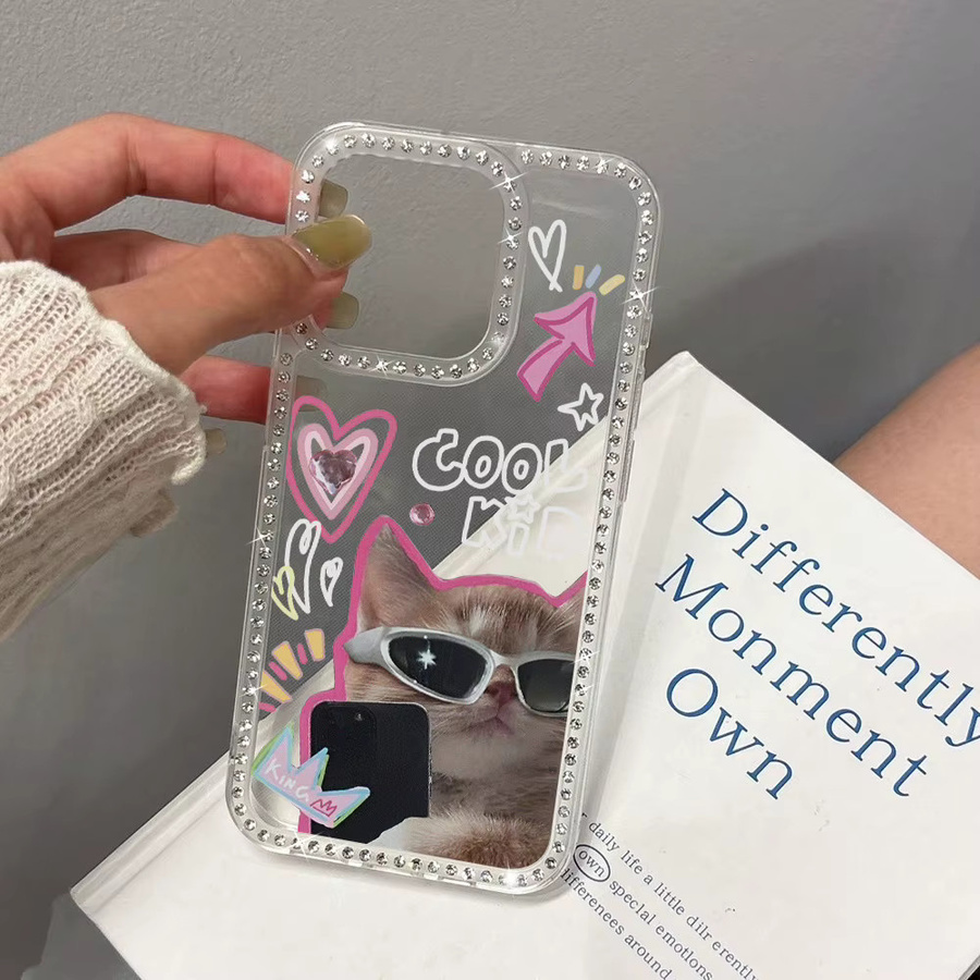 Caynes Stoßfeste iPhone Schutzhülle mit Katzen-Design und Armband in Transparent - Bild 5