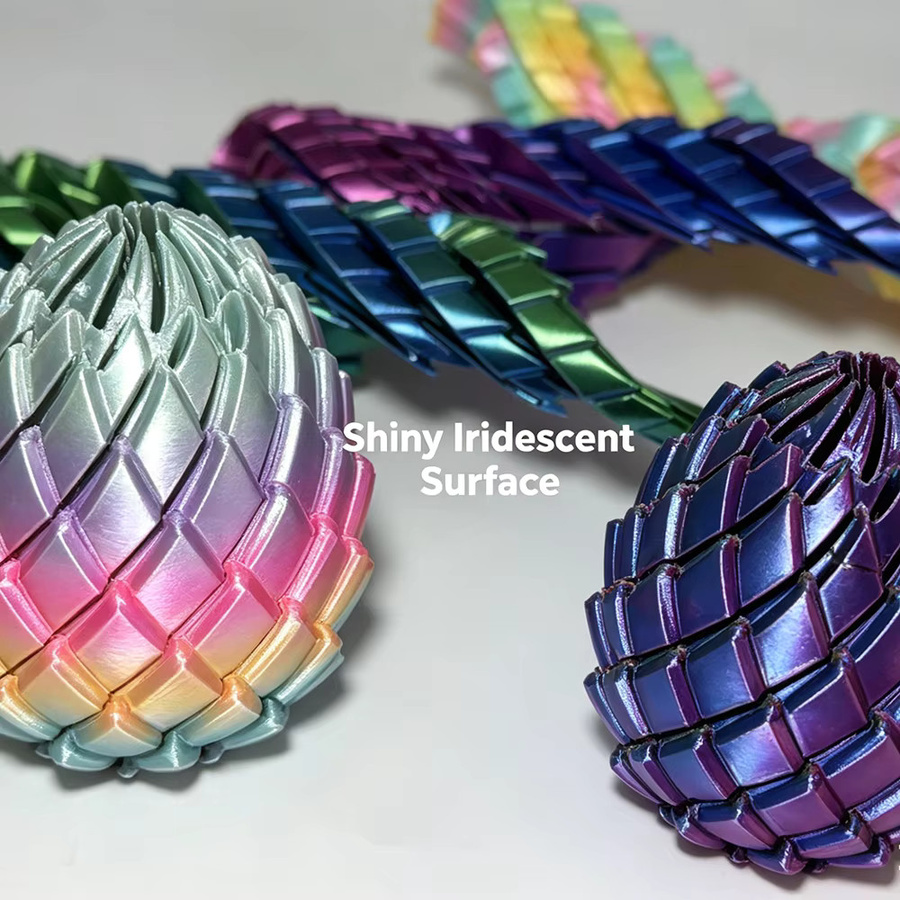 3D-gedrucktes Drachenei Fidget-Spielzeug als bewegliches Stressabbau-Handspielzeug und Schreibtisch-Deko in Multicolor aus PLA - Bild 5
