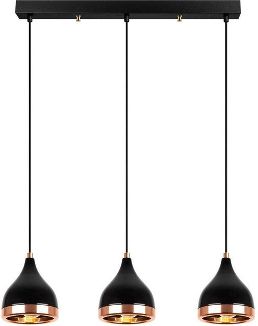 Opviq Pendelleuchte Yildo in Kupfer und Schwarz aus Metall mit 3 E27 Fassungen, Höhe: 111 cm, Breite: 14 cm, Tiefe: 14 cm - Bild 1