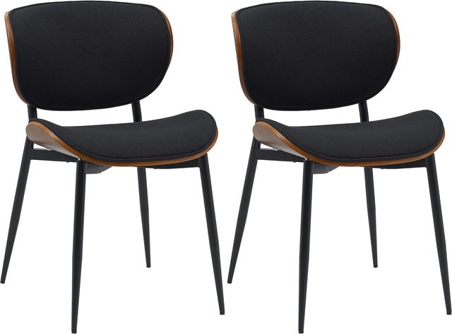 CLP 2er Set Esszimmerstühle Enid mit Rückenlehne und Polsterung in Schwarz mit Holz und Metall im modernen Design - Bild 1