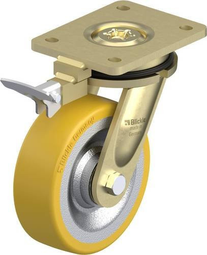 Blickle Lenkrolle LS-SETH 150K-RI4 mit Feststeller, Rad-Durchmesser: 150 mm, Tragfähigkeit: 650 kg, Farbe: Silber - Bild 1