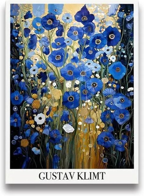Leibert Art Decoration Painting Gustav Klimt Museum Poster Blumengarten Fuchs Mond und Dorf im Jugendstil, B: 21 cm, H: 30 cm - Bild 1