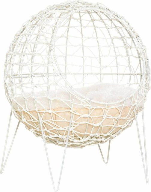 PawHut Katzenhaus aus weißem PE-Rattan und Stahl mit erhöhtem Boden B/H/L: 45 x 57 x 45 cm - Bild 1