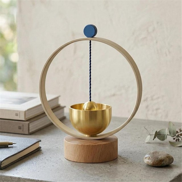 MOMO MARKET Windspiel 7 Chakren Meditationsinstrument aus Metall in Grau und Gold als hängendes Ornament zur Entspannung - Bild 1