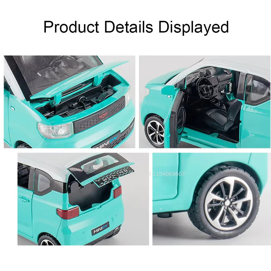MAKEDA WuLing HongGuang Mini EV-Autos, Spielzeugmodelle, Maßstab 1:24, Legierung, mit Licht und Sound - Bild 4