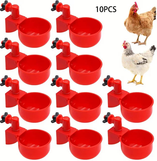 ZHUOJI Automatischer Hühnertrinknapf in Rot für Geflügel, Wachteln, Enten und Tauben - Bild 1