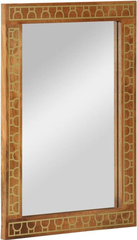 vidaxl Wandspiegel aus Massivholz Mango und Glas in Braun, Rechteckig, B: 50 cm, H: 70 cm, T: 2,5 cm - Bild 1