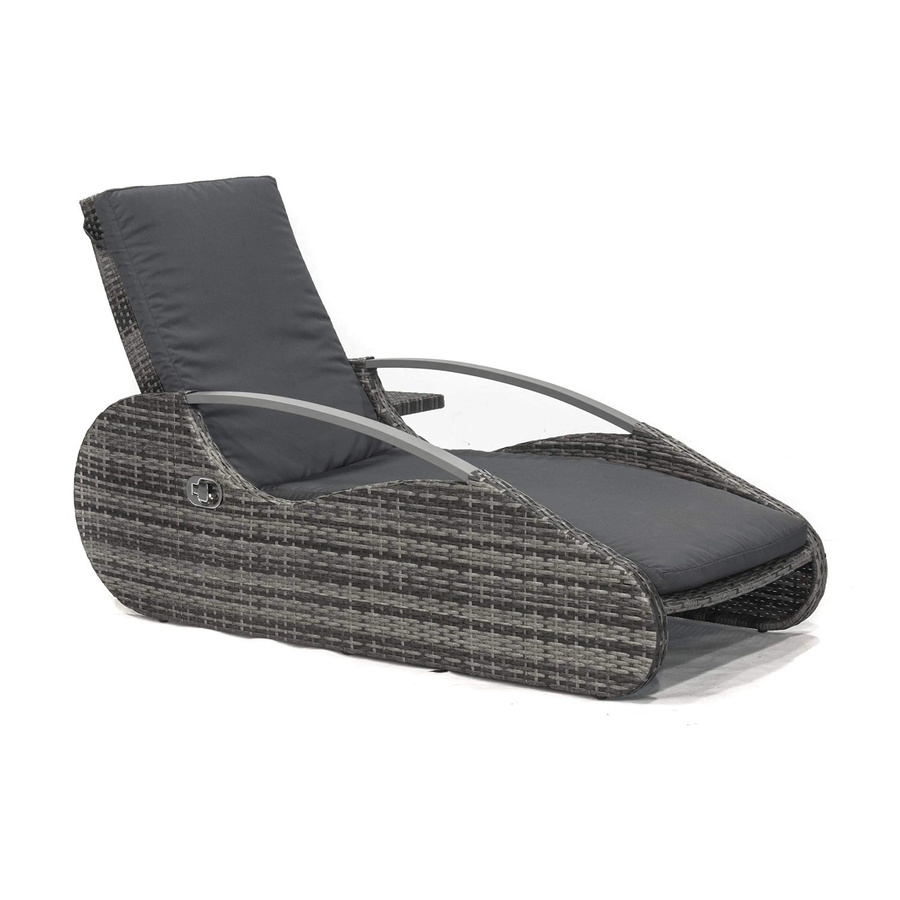 DELUKE Garten-Lounger Sonnenliege aus Stahl und Kunststoff in Schilfgrau mit Seitenablage und Armlehnen - Bild 2