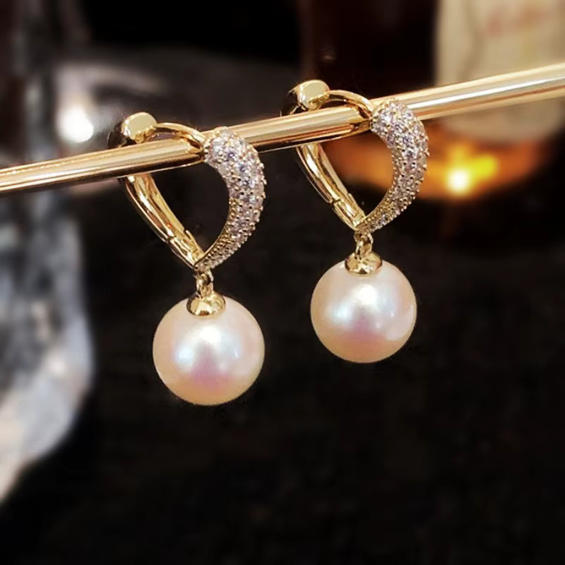 Huitan Ohrringe, Herzform, Perle, Gold, Damen - Bild 4