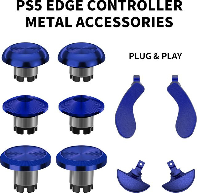 CHARM FOCUS 10-in-1 Metall-Controller-Daumensticks für PS5, Set mit 6 Swap-Joysticks und 4 Metall-Ersatzknöpfen für hintere Paddle-Trigger, Multicolour - Bild 1