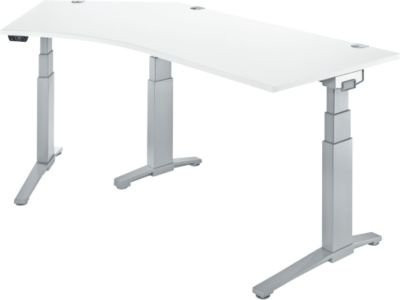Schäfer Shop Genius ERGOSTYLE S Schreibtisch elektrisch höhenverstellbar, weiß/weißaluminium, B: 216,5 cm, T: 80 cm, H: 64,5-130,5 cm - Bild 1