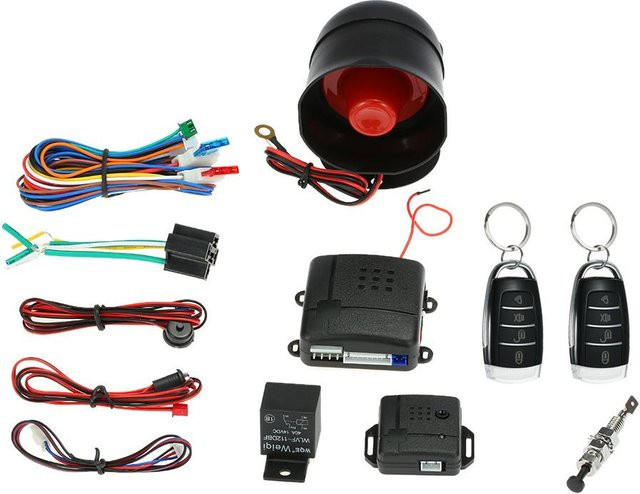 VehicleKit Universelles Auto-Sicherheitssystem mit Einbruchalarm und Diebstahlsicherung, 2 Fernbedienungen, Schwarz - Bild 1