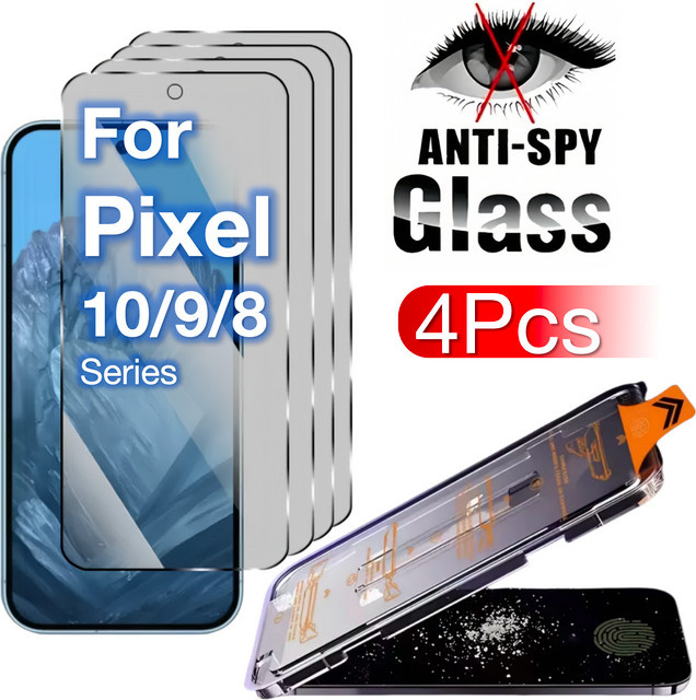 4 Stück miaotiemo Anti-Spionage Displayschutzfolie aus gehärtetem Glas für Google Pixel 10 10A 9 Pro XL 8A 8 7 7a 6a 4G 5G, transparent - Bild 1