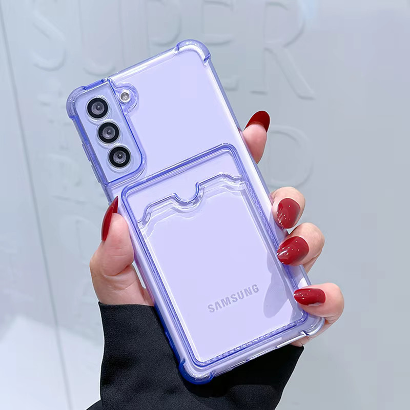 Transparente Handyhülle mit Kartenfach für Samsung Galaxy S22 in Gold - Bild 2
