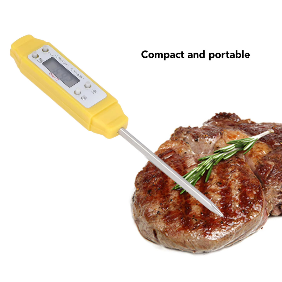 Qiilu Digitales Lebensmittelthermometer mit automatischer Kalibrierung, hochpräziser elektronischer Thermometer-Stift in Rot und Gelb - Bild 2