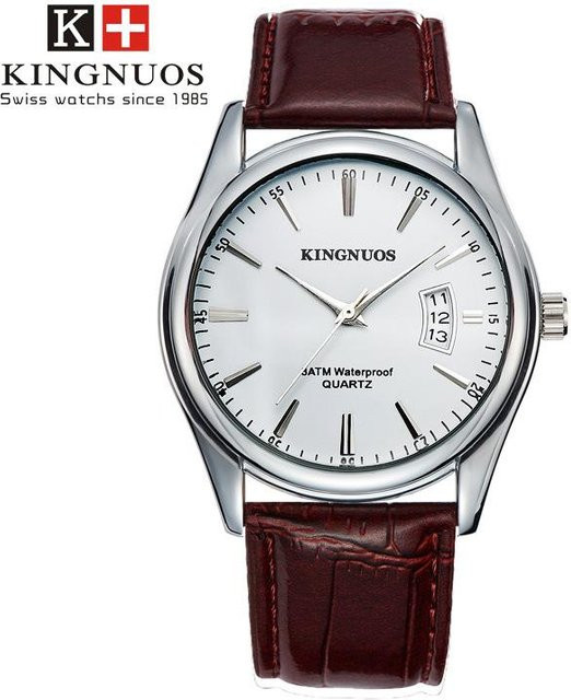 KINGNUOS Armbanduhr, Quarz, Edelstahl, Weiß, Herren - Bild 1