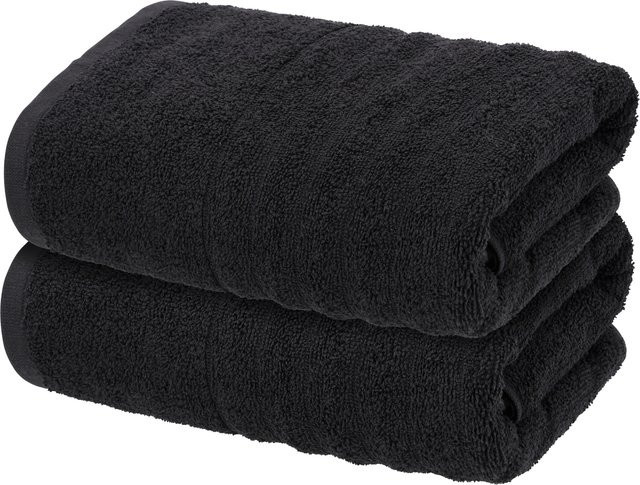 LIVARNO Frottier-Handtücher aus Baumwolle, 2 Stück, Schwarz und Beige, B: 50 cm, L: 100 cm - Bild 1