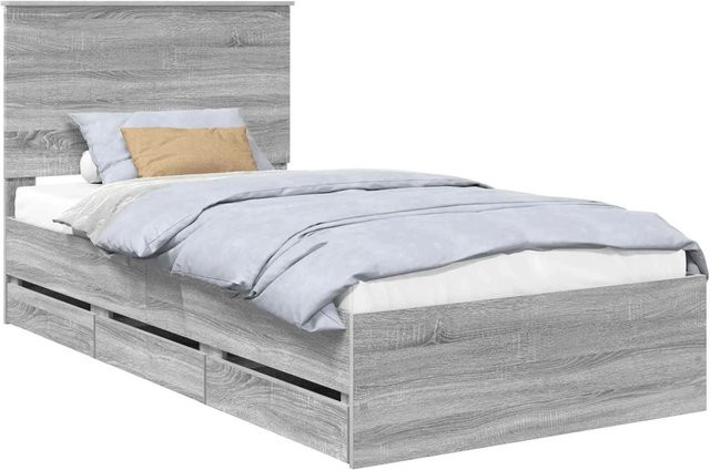 vidaXL Bettrahmen mit Schubladen in Grau Sonoma, Material: Holzwerkstoff, B/T/H: 100 x 200 x 30,73 cm - Bild 1
