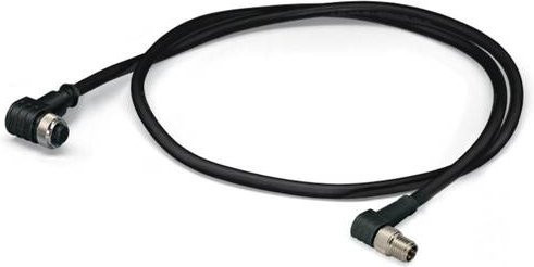 WAGO 756-5504/030-010 Sensor-Aktor-Steckverbinder M12 konfektioniert, Stecker gewinkelt und Buchse gewinkelt, Schwarz, Kabellänge: 1,00 m - Bild 1