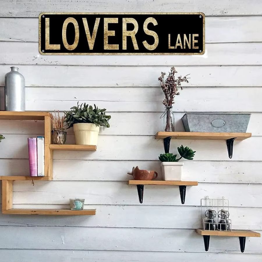 KIOZIY Lovers Lane Straßenschild als Retro-Vintage-Blechdekoration für die Wand, B/H: 40,6 x 10,2 cm - Bild 3