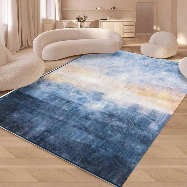 Moderner Farbverlauf Teppich von Karpetti in Blau, waschbar, B/T: 120 x 80 cm - Bild 1