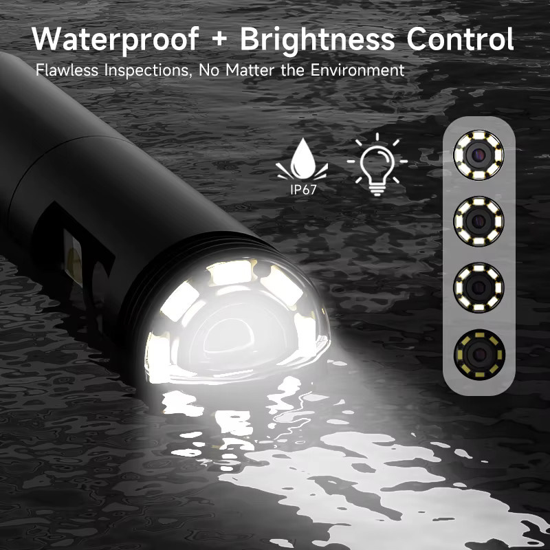 ZYPUSON Doppelkamera-Inspektionsendoskop mit 4,3 Zoll IPS-Bildschirm, wasserdichter Linse und 8 LEDs in Schwarz - Bild 5