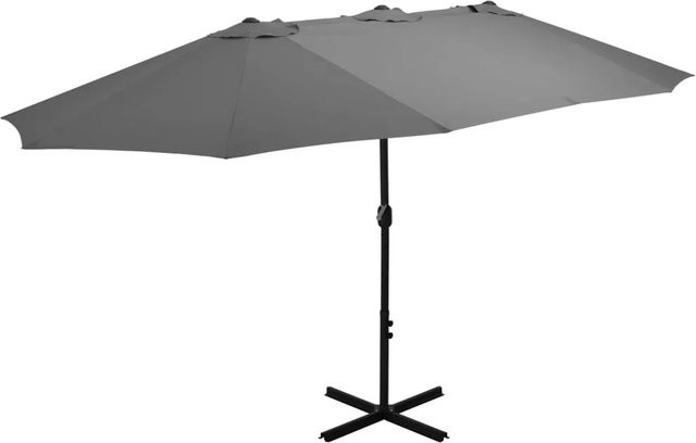 furnicato Sonnenschirm mit Aluminium-Mast und Polyesterbespannung in Anthrazit, B/T: 460 x 270 cm - Bild 1