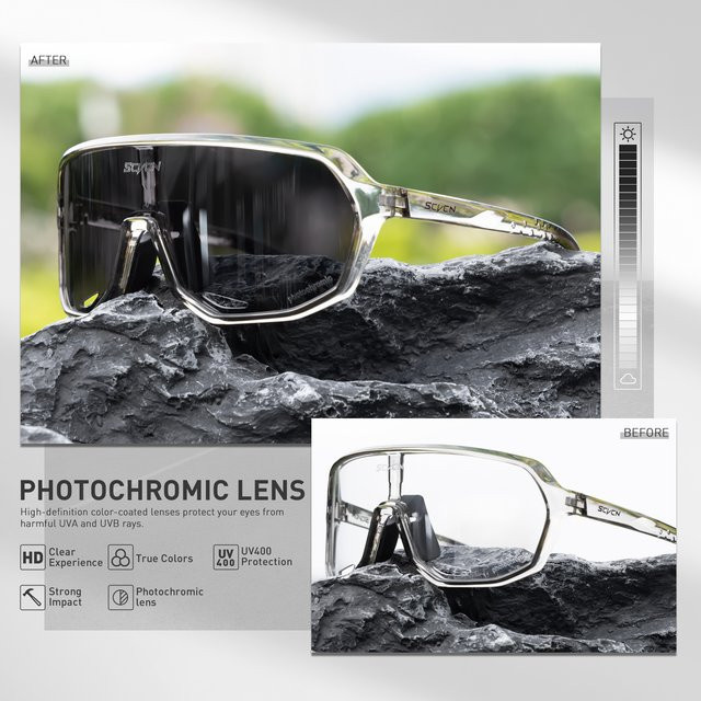 SCVCN Sportsonnenbrille Photochrome, Vollrand, Unisex, Kunststoff - Bild 1