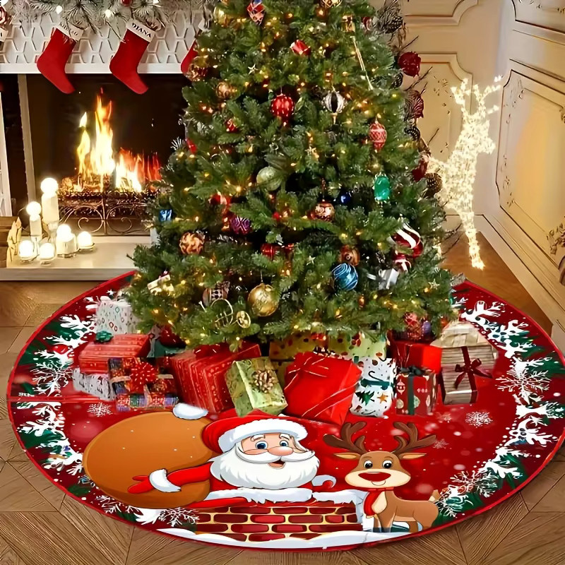 VIKAMA Weihnachtsbaum Rock mit Cartoon Weihnachtsmann und Rentier als Weihnachtsdekoration - Bild 3