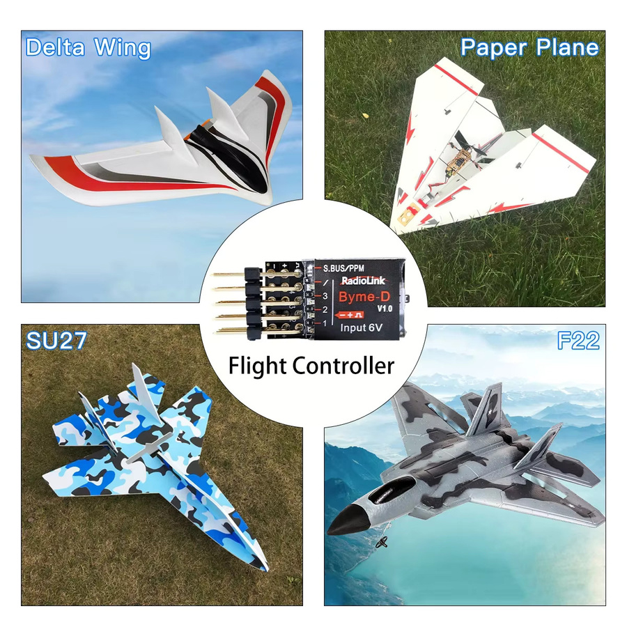 Radiolink Byme-A Byme-D Byme-DB Flugsteuerung Mini mit Gyro 3D für RC 3CH Flugzeug 4CH Jet und Geradflügler in Schwarz - Bild 3