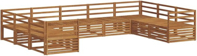 vidaXL Sofagarnitur 9-teilig aus Massivholz Akazie in Natur Braun mit modernem Latten-Design - Bild 1