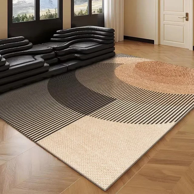 VIKAMA Nordischer geometrischer Teppich in Braun mit Schlaufenstapel für Wohnzimmer und Schlafzimmer - Bild 1