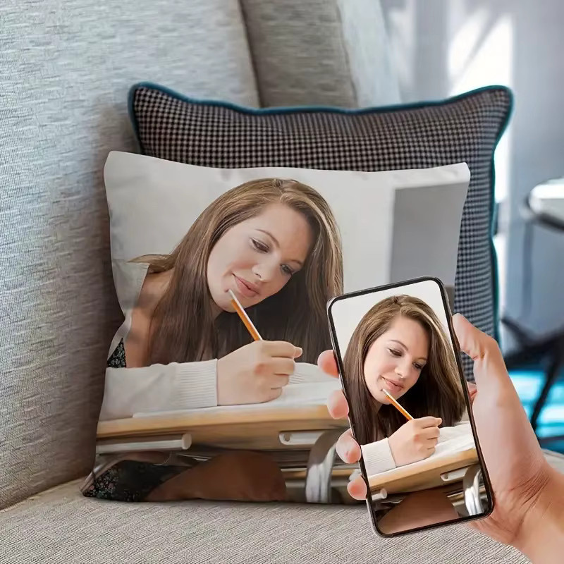 Personalisiertes Fotokissen aus weißem Polyester für dein individuelles Geschenk, quadratisch, Breite: 45,0 cm - Bild 3