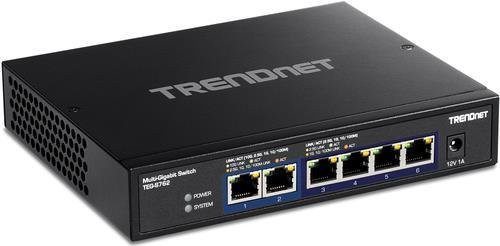 TRENDnet TEG-S762 Unmanaged Switch mit 2 x 10GBase-T und 4 x 2.5GBase-T Ethernet/LAN in Schwarz, Desktop oder wandmontierbar - Bild 1