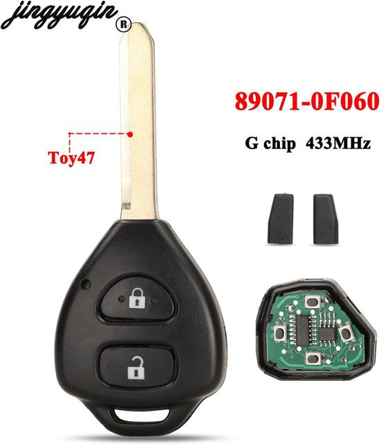 Jingyuqin Ersatz-Autoschlüssel 89071-0F060 in Schwarz mit G-Chip und 433 MHz für Toyota Verso, TOY47 Blade mit 2 Tasten und Schlüsselanhänger - Bild 1
