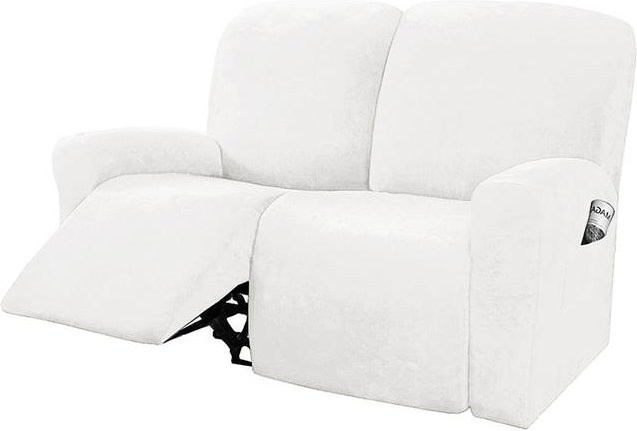YZFZP Samt Stretch Sofabezug für Recliner in Weiß, Waschbarer und Rutschfester Sesselbezug aus Polyester - Bild 1