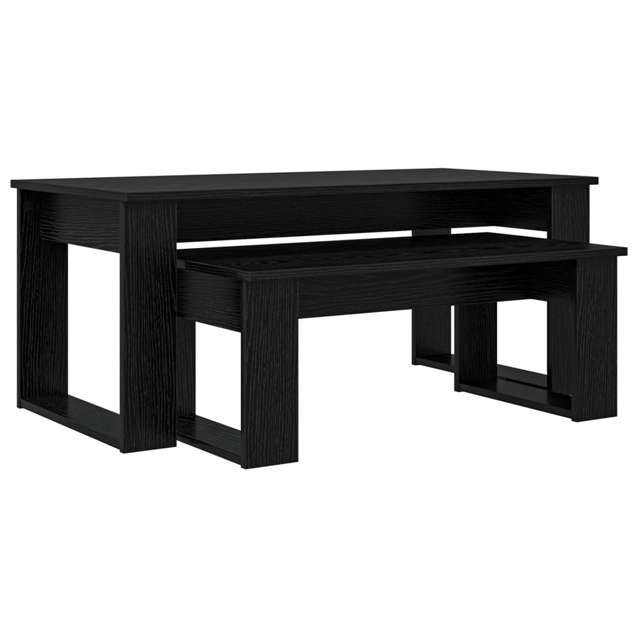 vidaXL Kaffeetisch Set 2-teilig in Schwarz und Eichen-Optik aus MDF für dein Wohnzimmer - Bild 2