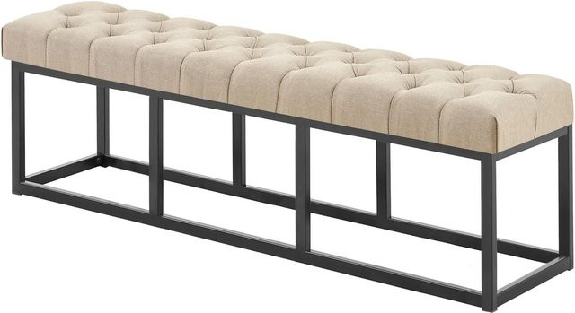 DELUKE Sitzbank MEXICO Polsterbank aus Stoff in Taupe, B/T/H: 150 x 38 x 46 cm - Bild 1