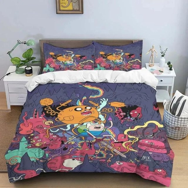 Adventure Time Finn und Jake Bettwäsche-Set mit Steppdecke in Multicolour, 3-teilig, Breite: 200 cm, Tiefe: 230 cm - Bild 1