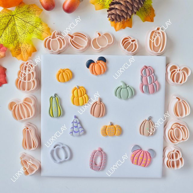 Verschiedene Kürbis-Ausstecher aus Kunststoff für Polymer Clay zur Herstellung von Ohrringen und Schmuck, Mehrfarbig - Bild 1