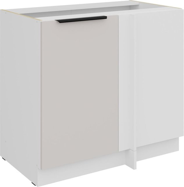 Küchen Eckunterschrank COMO in Kaschmir und Weiß mit Einlegeboden und Scharniertüren, Breite: 105 cm, Höhe: 60 cm, Tiefe: 60 cm - Bild 1